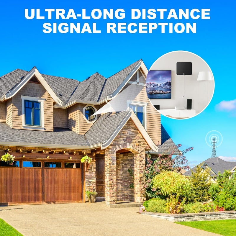 DAANT TV Antenna Indoor Long Range, Supports 4K 1080p Smart TV Signal Reception with Signal Amplifier 16ft HDTV Coax Cable - Image 3